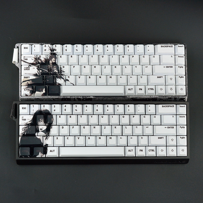 Black and White Anime Girl Warrior Original Factory Engraved Opaque Pbt Keycaps Suitable for Magnetic Switches Mad Catz Fire68 Black and White Anime Girl Warrior Original Factory Engraved Opaque Pbt Keycaps Suitable for Magnetic Switches Mad Catz Fire68