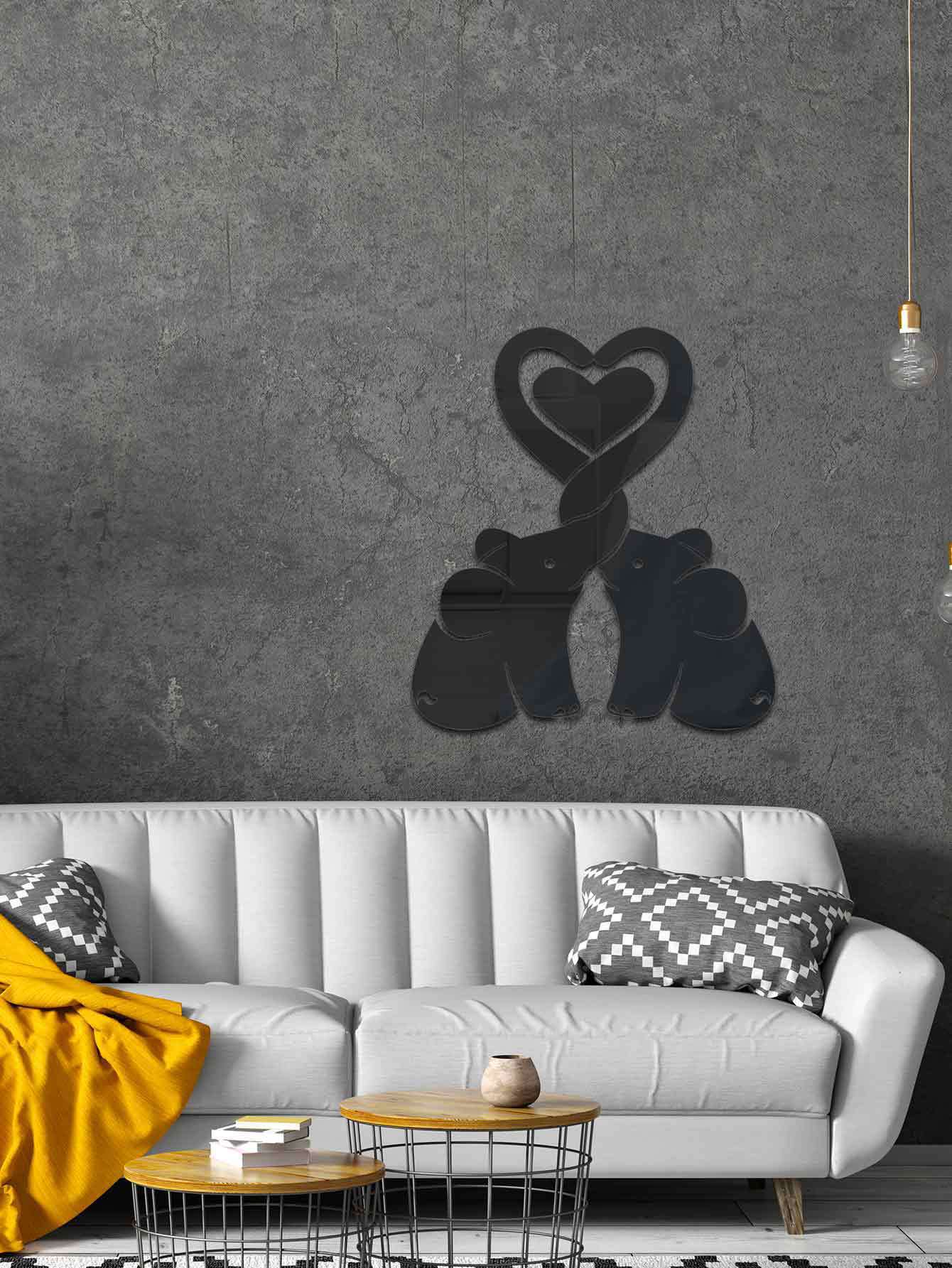 3d Heart Elephant Acrylic Wall Sticker Decorative Mirror Home Decor_voghion.com