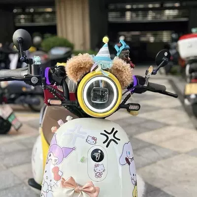 Children's Helmet Decoration with Teddy Bear Ears, Shirley Rose Ears, Bow Accessories, Motorcycle Helmet Quick-Release Cat Ears (Motosiklet dəbilqələri) - installed-and-removable-sherry-rose-birthday-hat-includes-velcro-strap