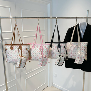 (Wholesale), handheld autumn solid color organizer bag, capacious set, one-shoulder bag