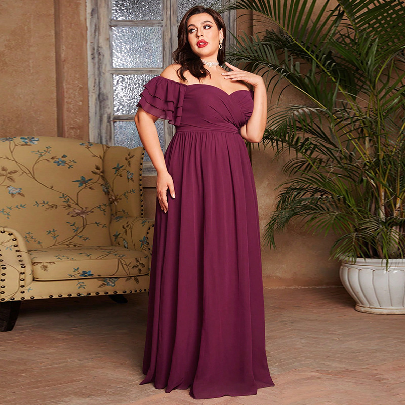 Abito da sposa monospalla da donna, abito da damigella, maniche lunghe, in chiffon, ampio, formale, da cocktail, da sera_voghion.com