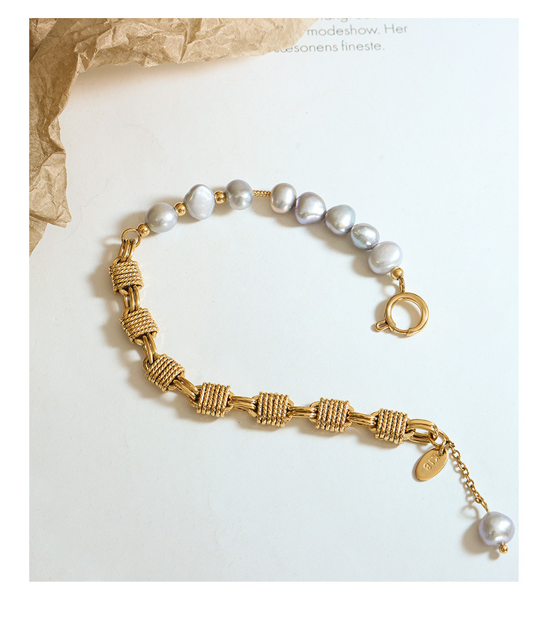 Fashion Geometric Brass Plating Pearl Bracelets display picture 5