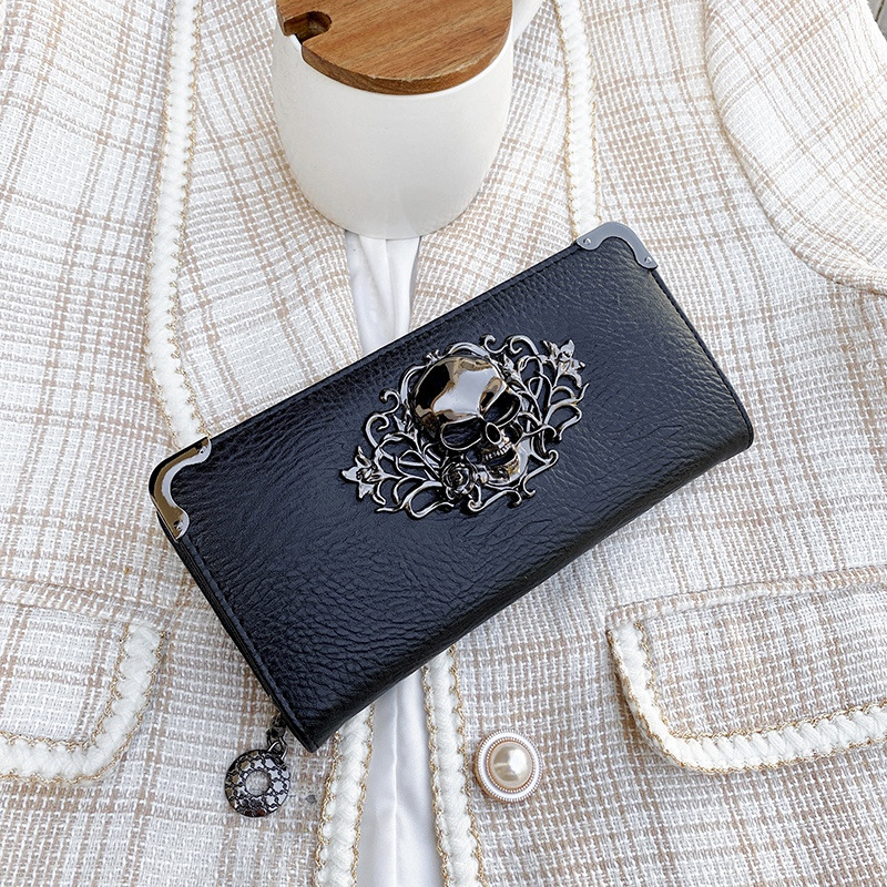 2024 New Skull Fashion Personality Good Quality Women's Wallet Men's Hand Bag Mobile Phone Bag Simple Card Bag