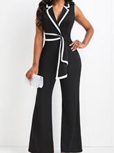 R 39537 V neck sleeveless wide leg jumpsuit V�I�o������B�w