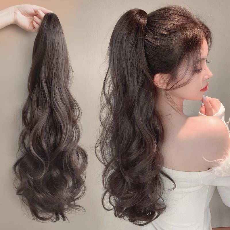 Wig Female Ponytail Long Curly Hair Clip Artificial Hair High Ponytail Ultra-Light Big Wave Pear Blossom Clip-On Fake Ponytail Wig Female Ponytail Long Curly Hair Clip Artificial Hair High Ponytail Ultra-Light Big Wave Pear Blossom Clip-On Fake Ponytail