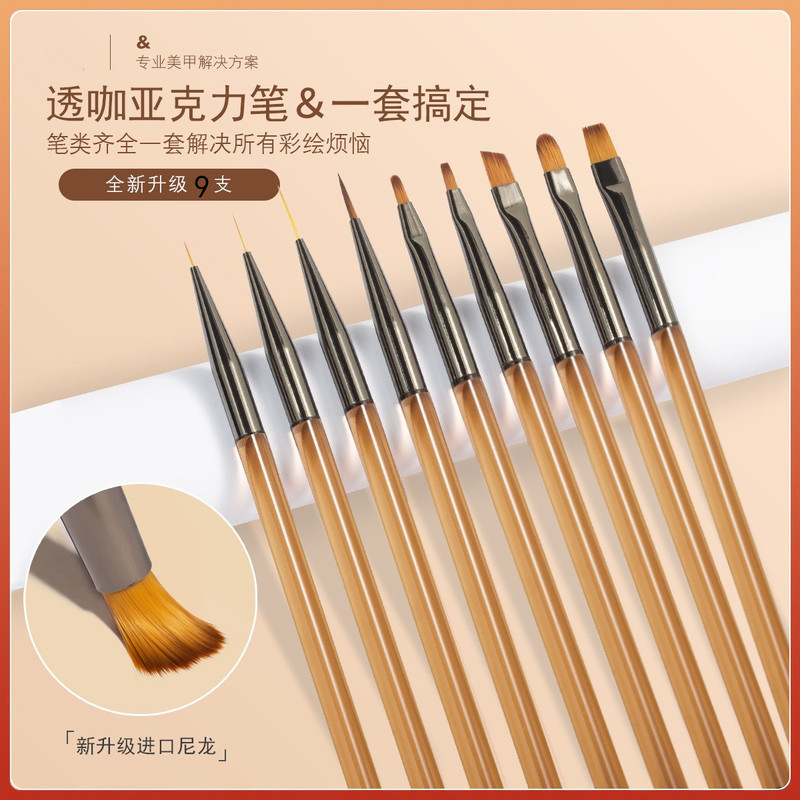 Japanese Manicure Tool Pen Transparent Rod Phototherapy Pen Set Painted Pull Line Pen Novice Flower Vignette Gradient Brush Japanese Manicure Tool Pen Transparent Rod Phototherapy Pen Set Painted Pull Line Pen Novice Flower Vignette Gradient Brush