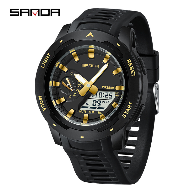 SANDA SANDA 3360 reloj de estudiantes moda multifuncional reloj deportivo al aire libre impermeable reloj electrónico de luz nocturna
