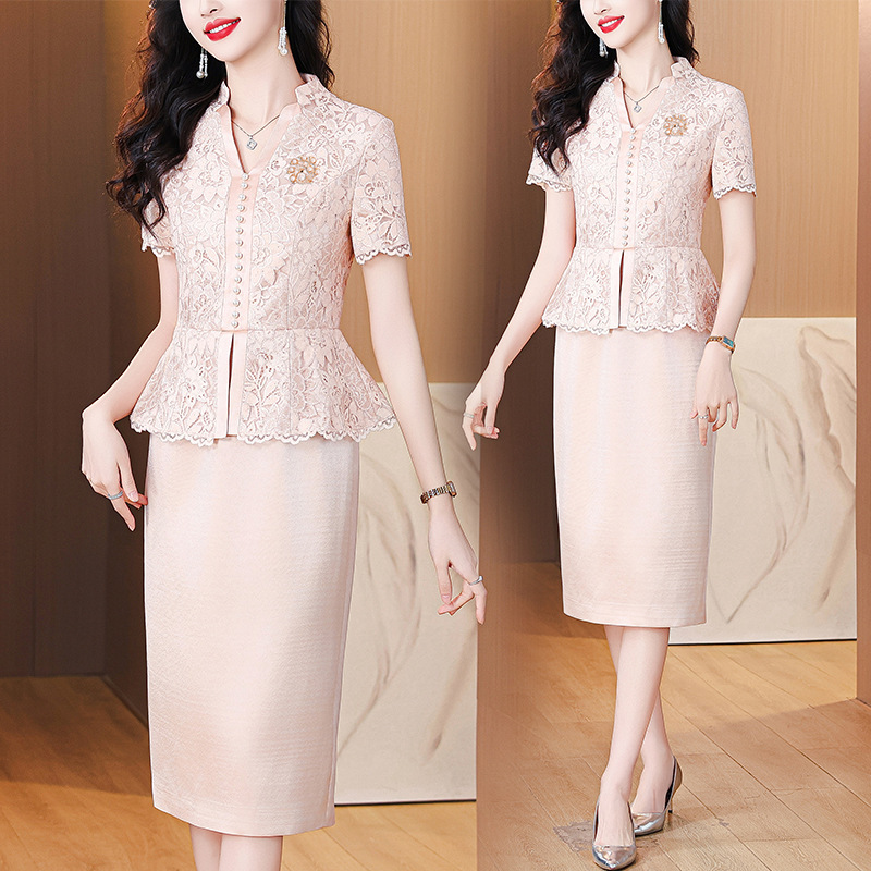 Trendy 2025 Wedding Banquet Dress Set for Mothers, New Chinese Style Elegant and Noble High-End Dress for Young Mothers-In-Law