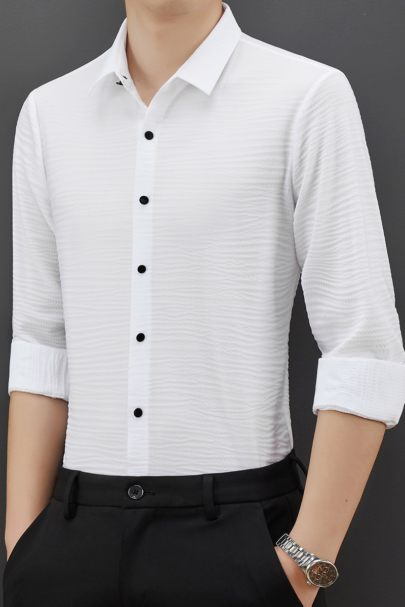 Encuentra una fábrica exclusiva de camisas personalizadas para hombres primavera y verano de alta calidad 2024 camisa anti-escaldado simple estilo de negocios