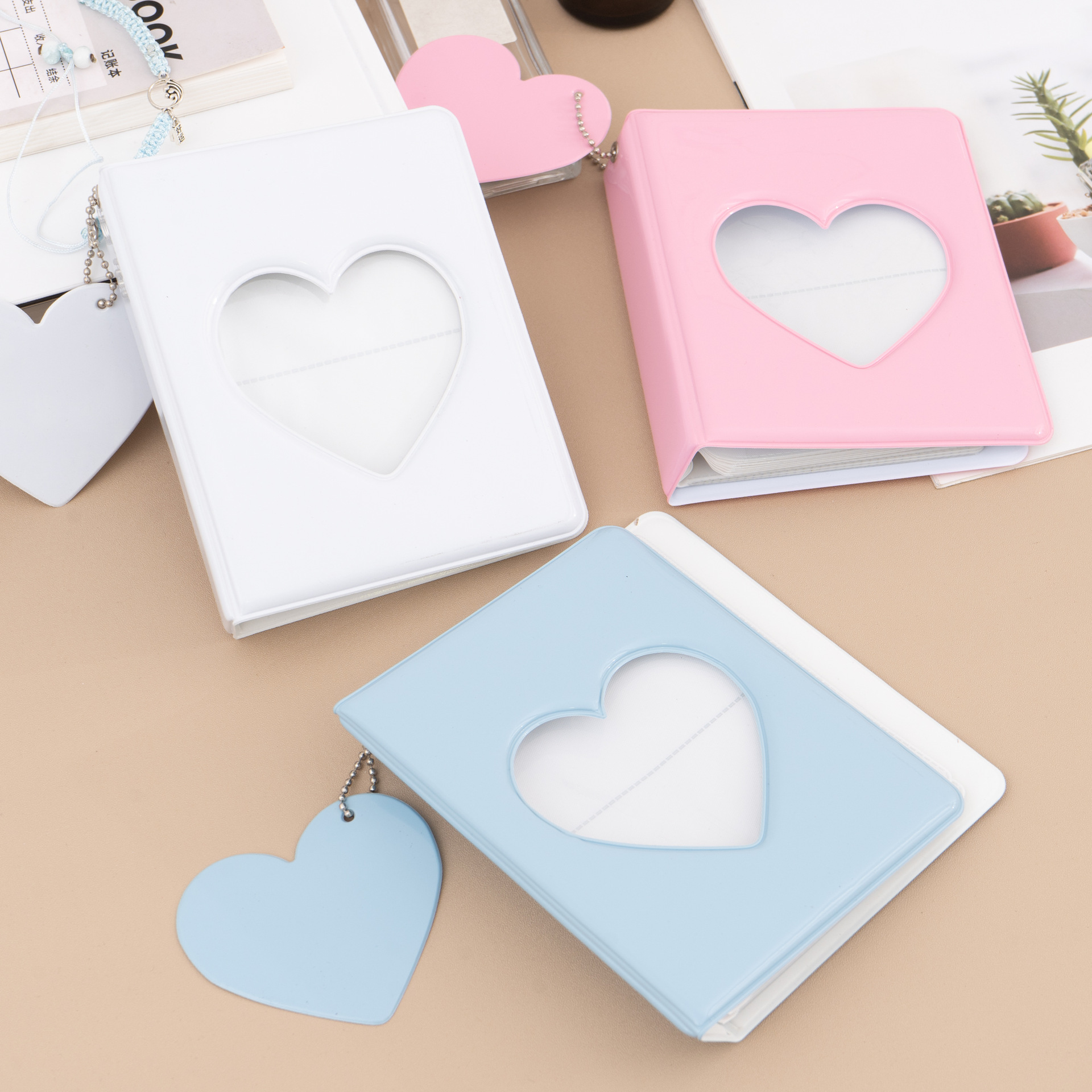 Pink Blue Black Heart Shape Pvc School Simple Style Photo Album display picture 2