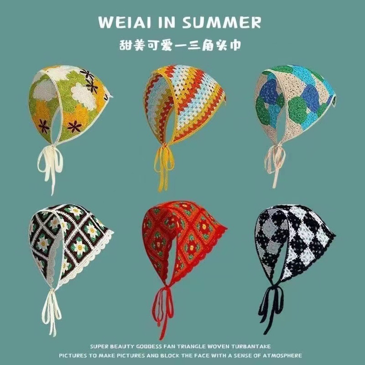 2023 New Forest Girl Style Korean Version Fashion Triangle Scarf Photo Prop Head Scarf Rural Style Head Accessory Hair Tie Silk Scarf