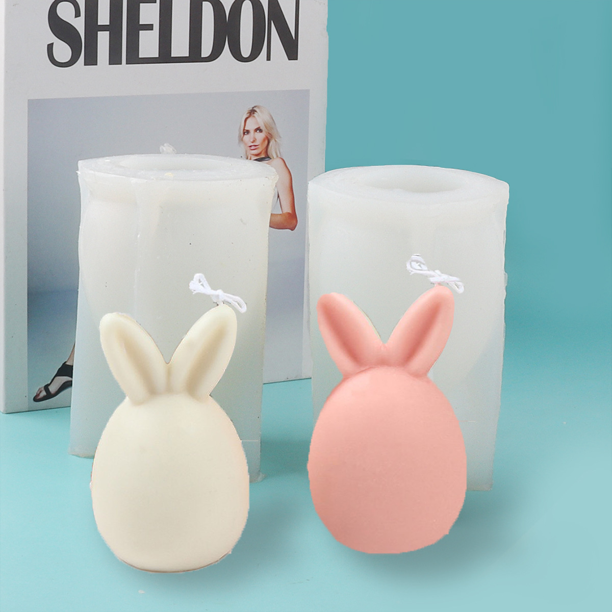 Pascua conejo vela molde de silicona DIY hecho a mano conejo aromaterapia vela yeso fragancia molde de silicona