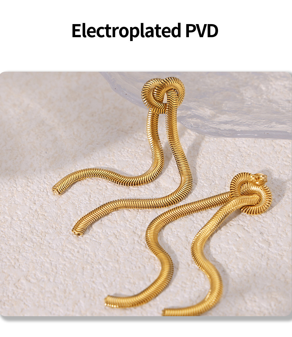 304 Stainless Steel Material Ion Plating (IP) 18K Gold Plated Knot 304 Stainless Steel Elegant Streetwear Waterproof Non Tarnish Earrings Necklace