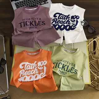 儿童夏季背心套装背心短裤两件套男女童宝宝衣服洋气宽松运动套装