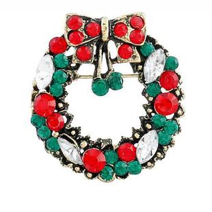 European and American fashion creative new retro colorful diamond flower Christmas brooch Christmas suit collar pin bag accessories batch