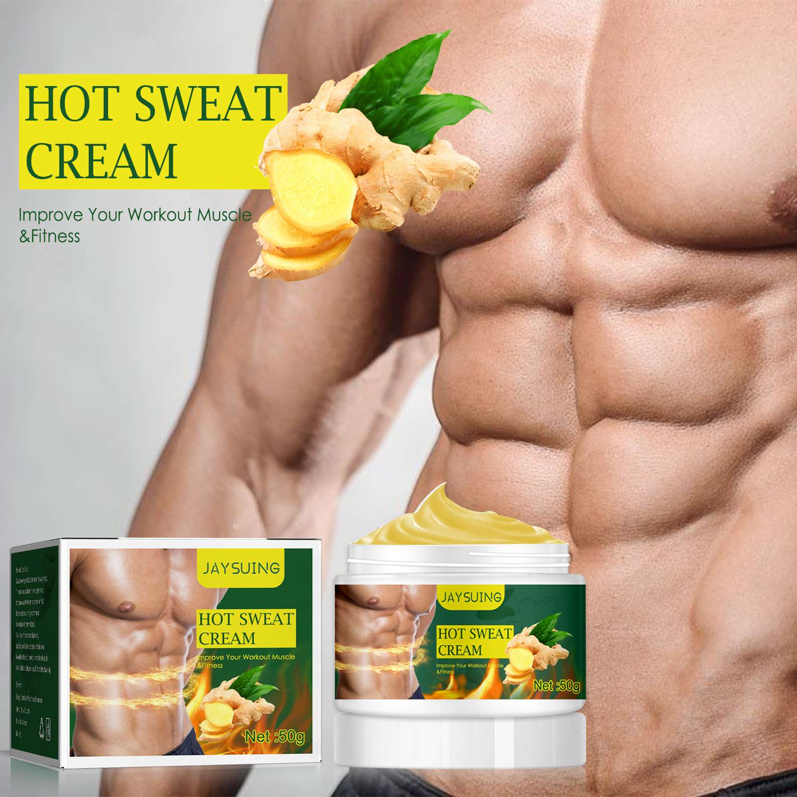 Jaysuing Abdominal Strengthening Chest Muscle and Vest Line Oil Cream for Men's Fitness Massage_voghion.com