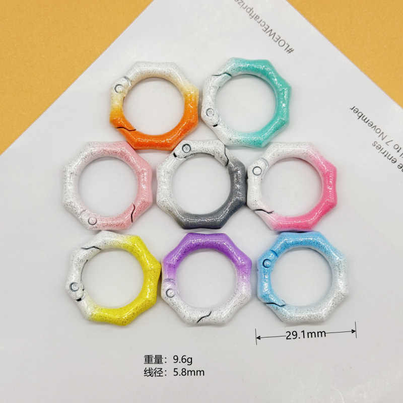スプリングリングキャンディーカラースプリングバックルアクセサリーカラフルな愛ペイントブックリングカードリングキーホルダーオープン diy ジュエリー|undefined
