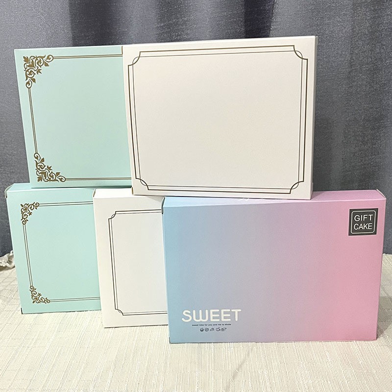 Postal gratuito, caja de embalaje de cubiertos de pastel de cumpleaños, caja de cuchillo de pastel desechable, caja de cuchillo de vela, caja de placa de tenedor, soporte de sello en caliente