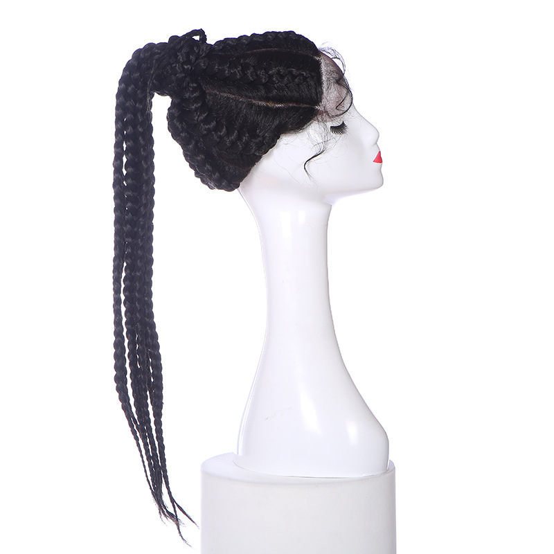 Cola de caballo trenza de tres hebras BUN PONY BOX BRAID Cola de caballo con cordón de alta temperatura trenzada a mano trenzada LW0233