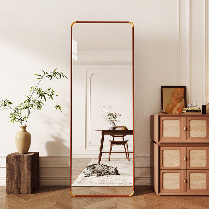 Glass mirror from natural wood