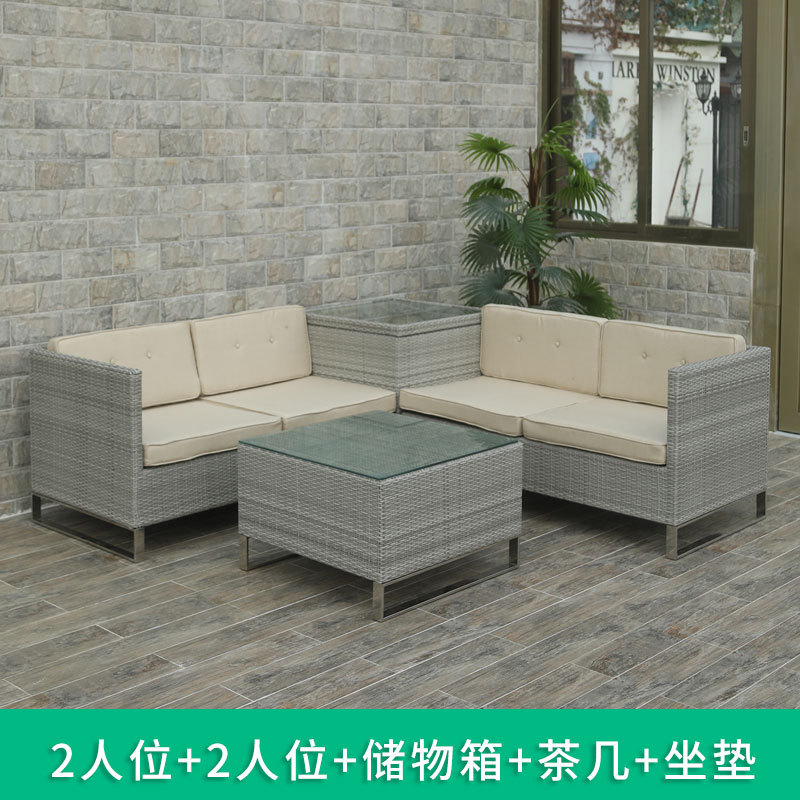 Al Aire Libre sofá de ratán Villa jardín al aire libre patio ocio sala de estar Silla de ratán mesa de té protección solar impermeable combinación de muebles