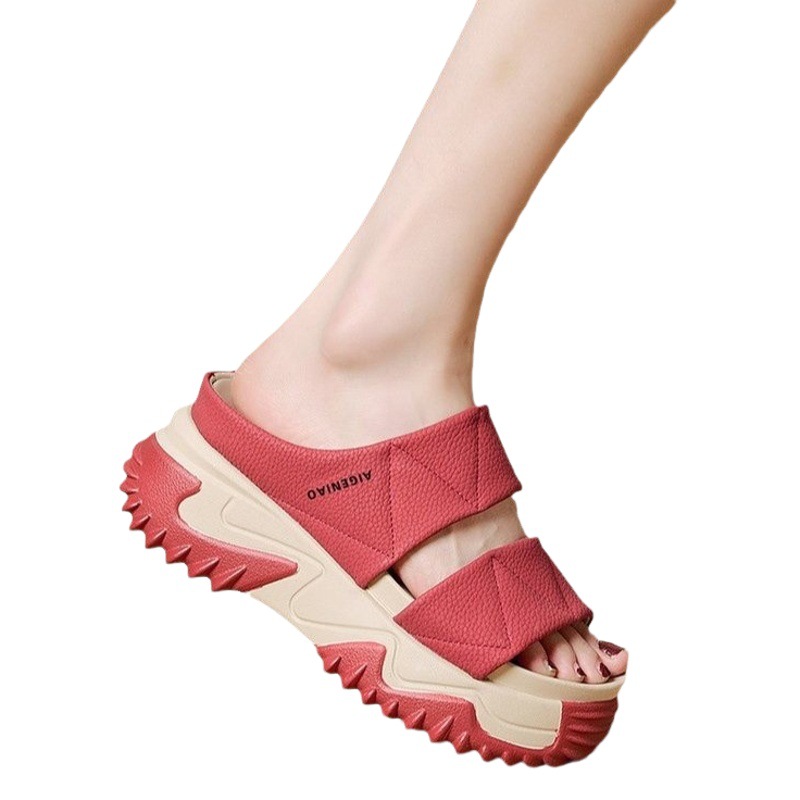 2023 verano de las mujeres sudor de la moda de estilo coreano transfronterizo cómodo muffin nudo zapatos de fondo suave estudiante Zapatos Sandalias