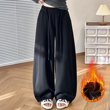 咖色复古弯刀裤女秋冬2025新款慵懒垂感高腰休闲显瘦加绒阔腿裤子