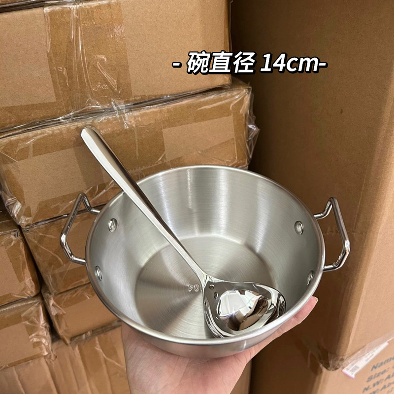 Ins風韓式泡麺碗304ステンレス双耳調味料碗サラダ碗料理碗寮学生飯碗|undefined
