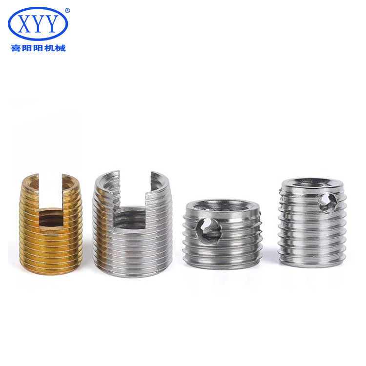 一字槽螺纹嵌件M6×M9×12L镀锌自攻牙套302不锈钢材质自攻螺套