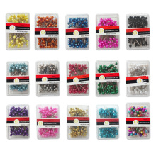 彩色塑料盒彩色珠光针 大头DIY 服装定位针 十字绣大头珠光针