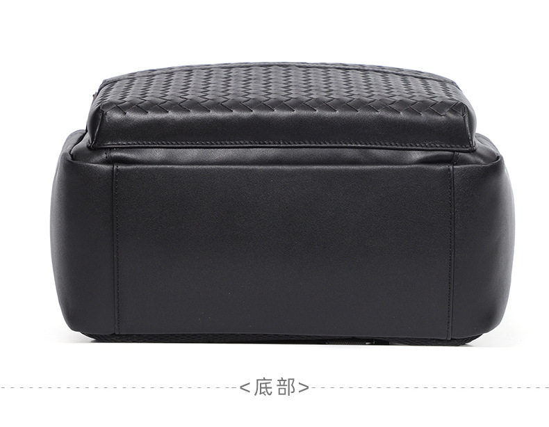 Ba lô da bò thật dệt tay nam, balo đựng laptop 15,6 inch đa chức năng đi làm du lịch — Màu đen chi tiết 19
