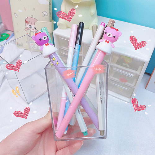 Ins style pen holder, girly cute storage pen bucket, creative transparent pen holder, simple desktop student stationery