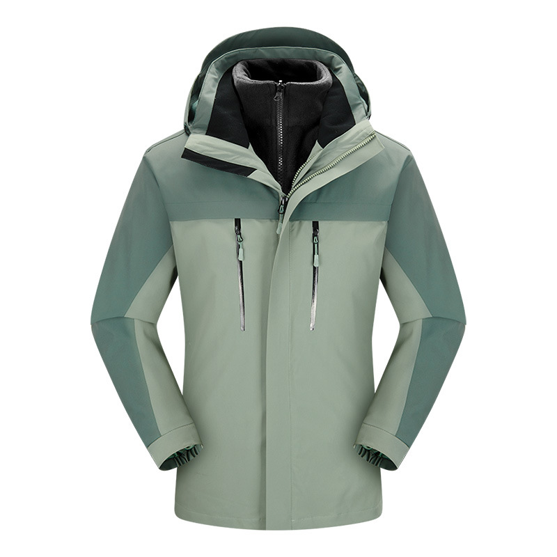 3 - en - 1 traje de asalto desmontable a prueba de viento dos piezas juego de ropa de trabajo de terciopelo casual capa de impresión LOGO para hombres