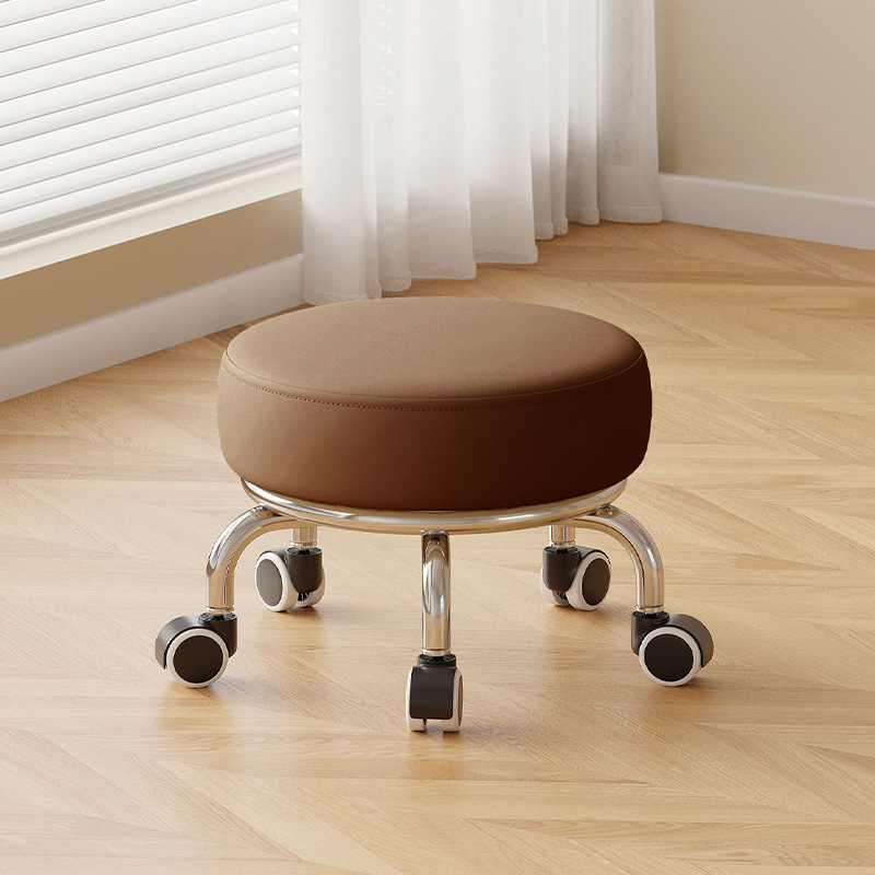 Polia doméstica taburete bajo rueda universal pequeño taburete silencioso rotativo taburete redondo móvil con artefacto moderno y simple