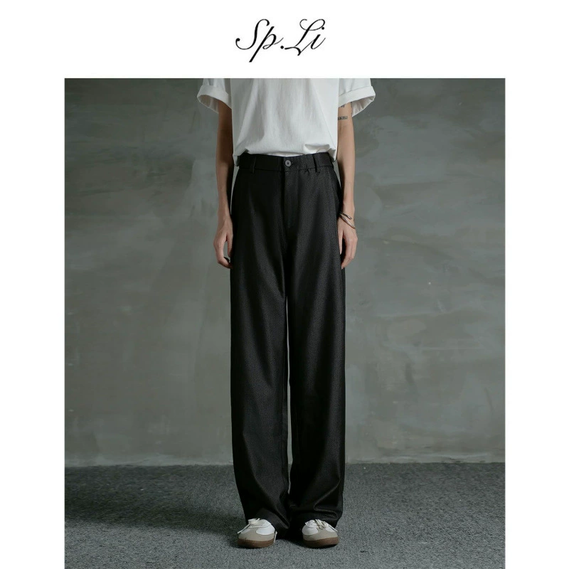 Мужские классические свободные прямые широкие брюки с драпировкой для лета