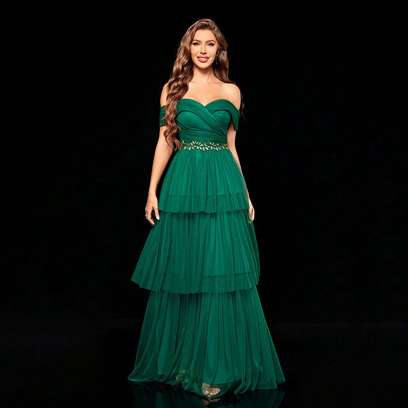 Damenbekleidung Abendkleid Tube Top New Style Promi-Abendkleid Schönes Design Mesh-Kleid Einteilige Lieferung_voghion.com