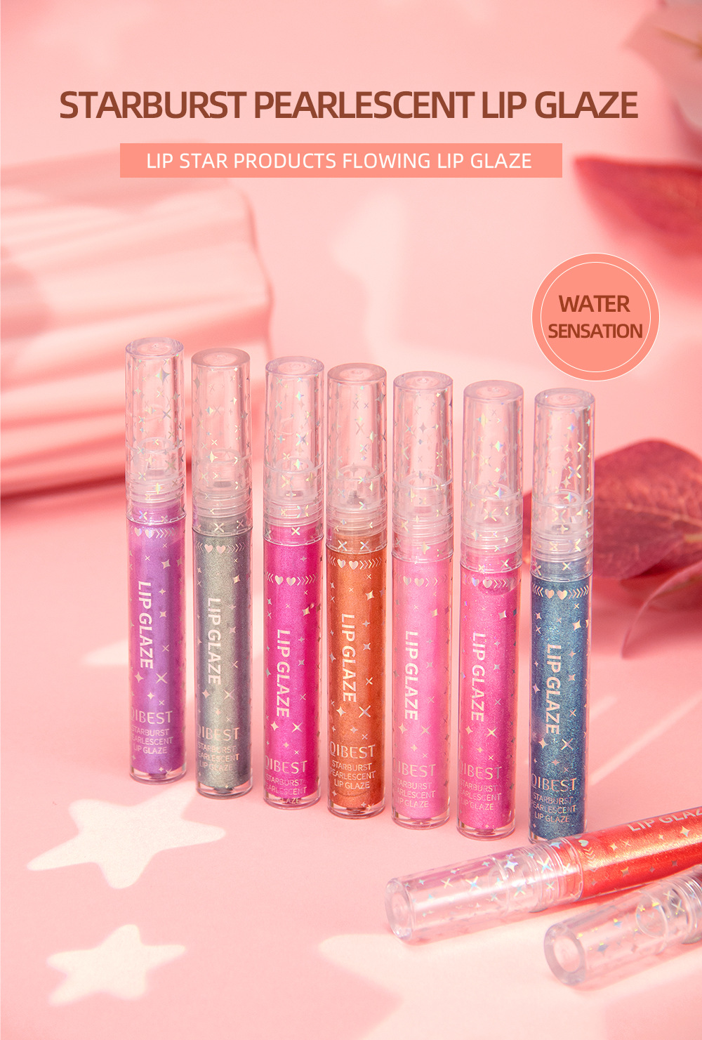 carina QIBEST Long lasting Moisturizing Human Concubine Glaze Dazzling Pearl Fine Sparkling Light Polarized Lip Color Makeup_voghion.com