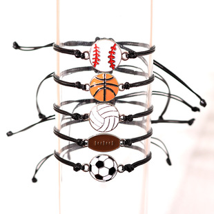 Amazon Hot Sale Wax Wire Woven Baseball Football Bracelet Basketball Team Fans Party Gift Bracelet in stock