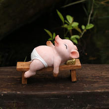 可爱精品仿真猪摆件树脂工艺品桌面装饰品小猪装饰品动物小摆件