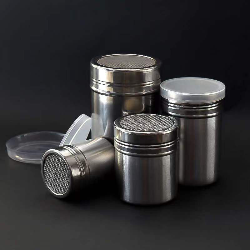 跨境不锈钢撒粉器 花式咖啡撒粉筒可可粉抹茶粉撒粉罐 韩式撒粉筒