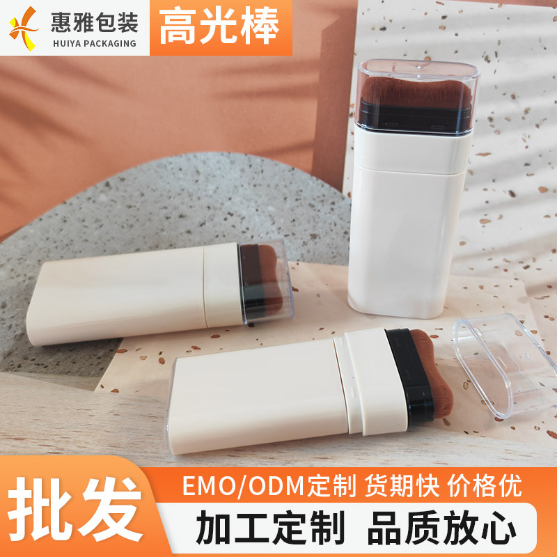 新款倒灌带毛刷腮红棒 包材高光修容遮瑕棒除臭止汗棒化妆品包材 包装厂家批发实拍高清图