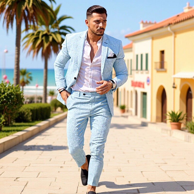 Amazon Men's Casual Suit Jacket Cross-Border Foreign Trade New Linen Suit Fashion Slim Wedding Men's Suit