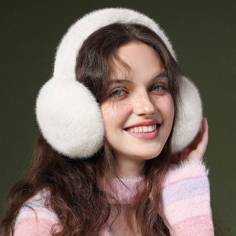 Earmuffs for women in winter, cute and foldable, simple ear protection, Korean version ear warmth, plush and antifreeze earmuffs, keeping students warm