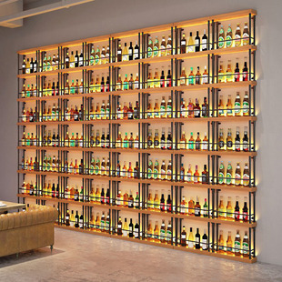 Restaurant Bar Wall-Mounted Wine Rack Iron Wine Column Partition Creative Floor-Standing Luminous Wine Cabinet