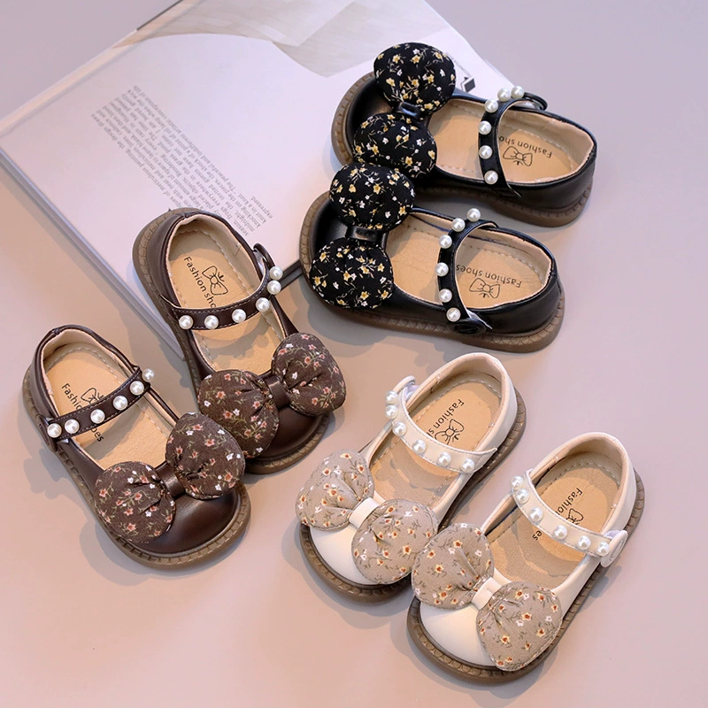 Детские кожаные туфли 2025 года, весна-осень, в корейском стиле, для девочек, туфли-принцессы для малышей, на мягкой нескользящей подошве, износостойкие и нескользящие.