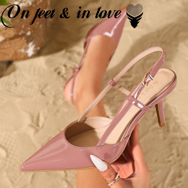 2025 New Summer Style Pointed Toe Stiletto Elegant High Heels Design Elegant Toe Sandals for Women with One-Line Buckle