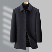 专柜正品双面羊毛大衣男2025新款商务休闲中年爸爸保暖白鸭绒外套