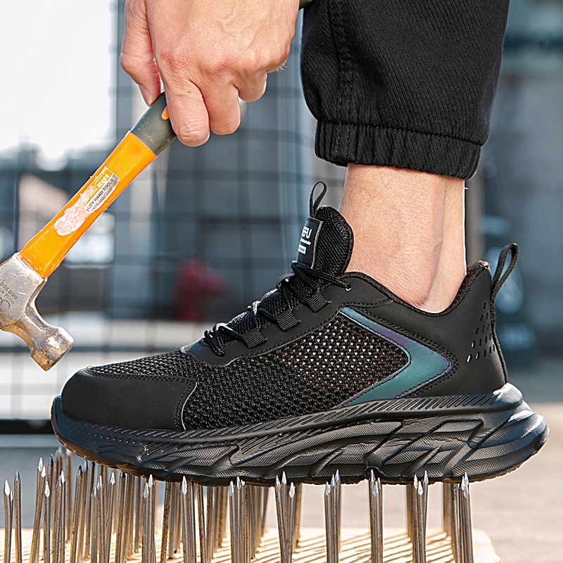 Jeff's new labor protection shoes for men in summer, breathable, lightweight, deodorant, steel toe, anti-smash and puncture-proof, women's safety work shoes