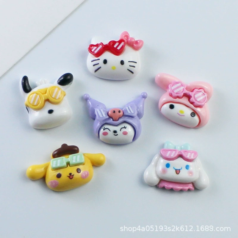 Sanrio, мультяшные солнцезащитные очки с аксессуарами, кремовый чехол для телефона, набор материалов, заколка для волос, аксессуар, обувь, ручной работы