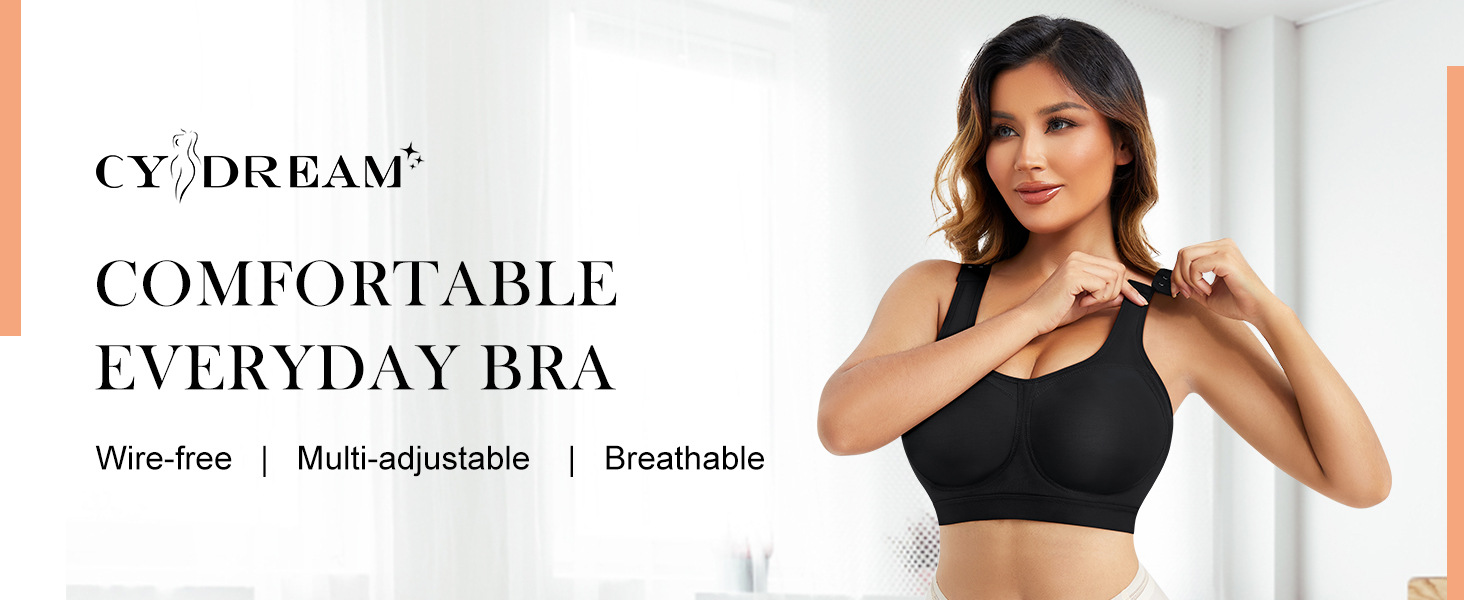 CYDREAM women wireless post surgery compression everyday bra padded adjustable smooth back bra -1